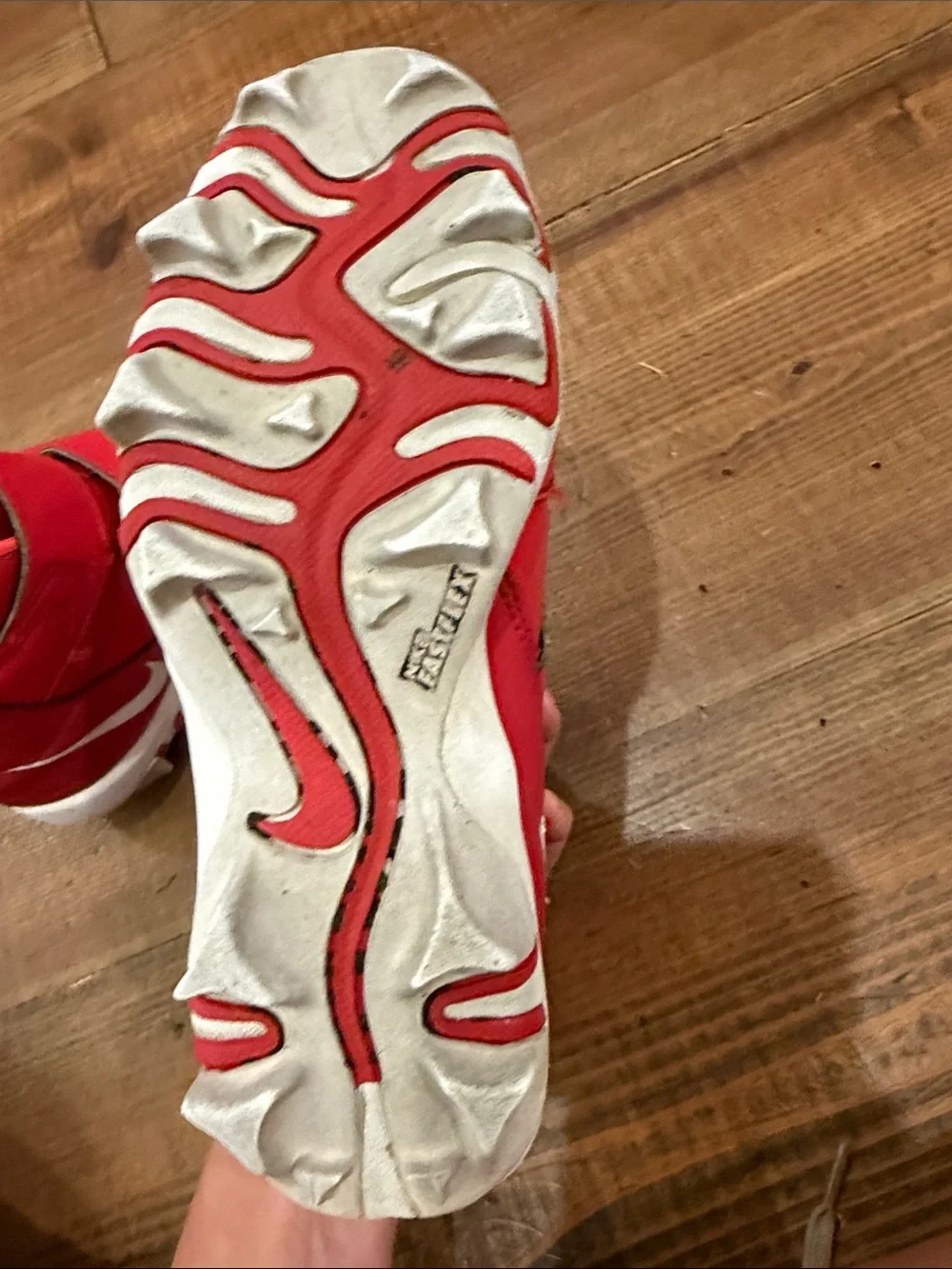 Nike Kids Red High-Top Sneakers with White Swoosh
